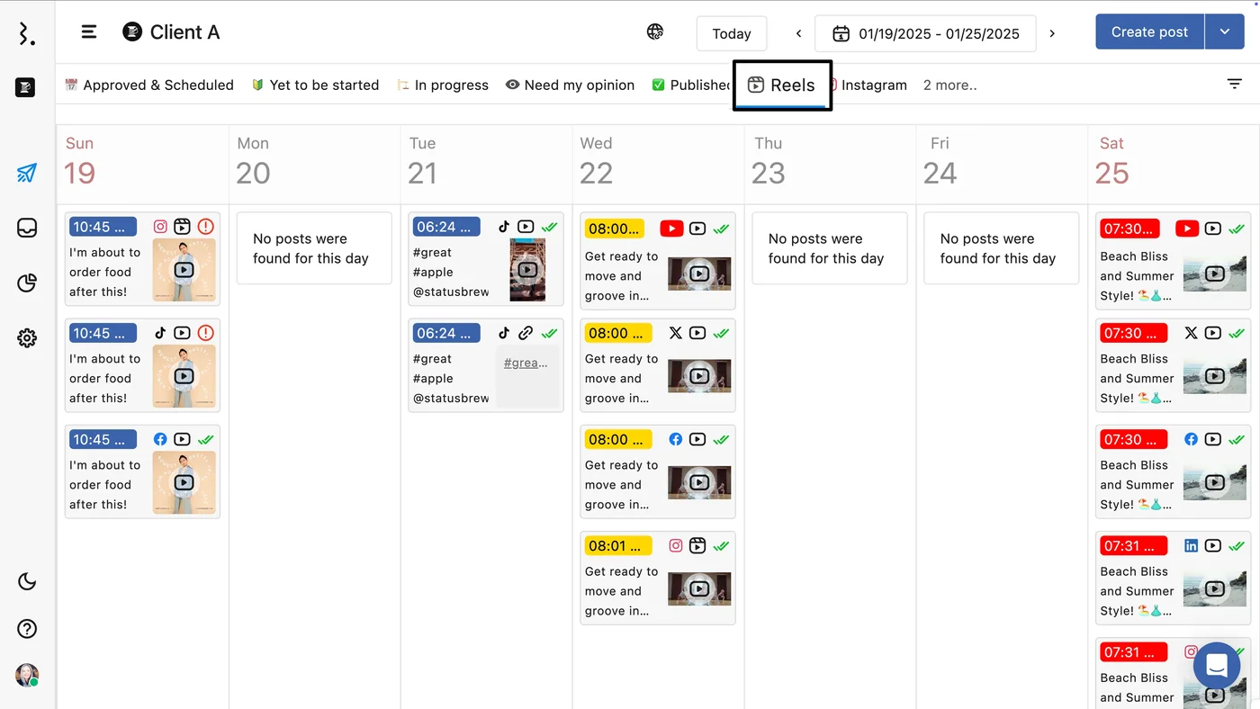 View of dashboard for Dash Social alternative Statusbrew