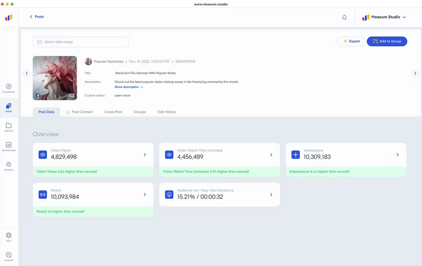 Available analytics with Measure Studio