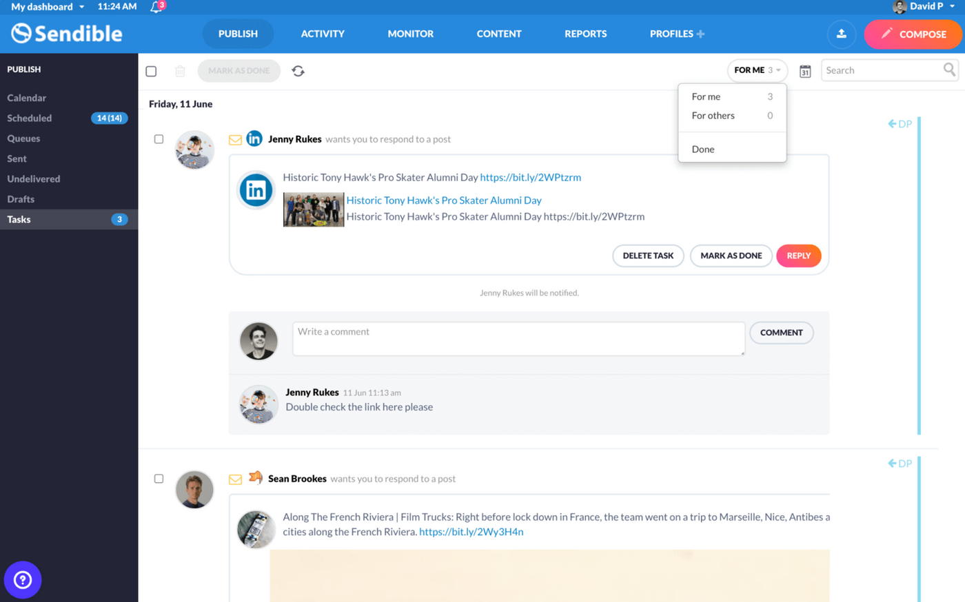 Sendible social media analytics