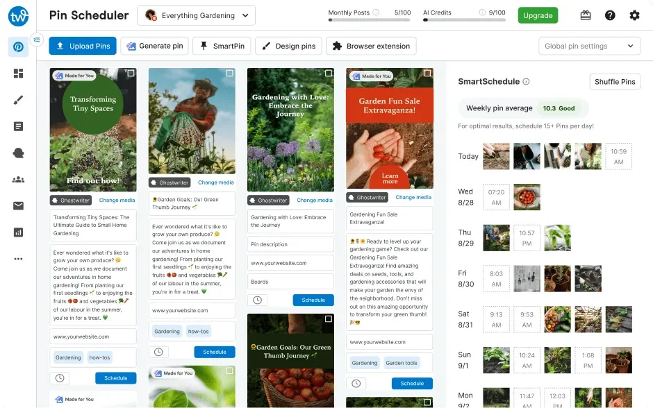Tailwind social media dashboard