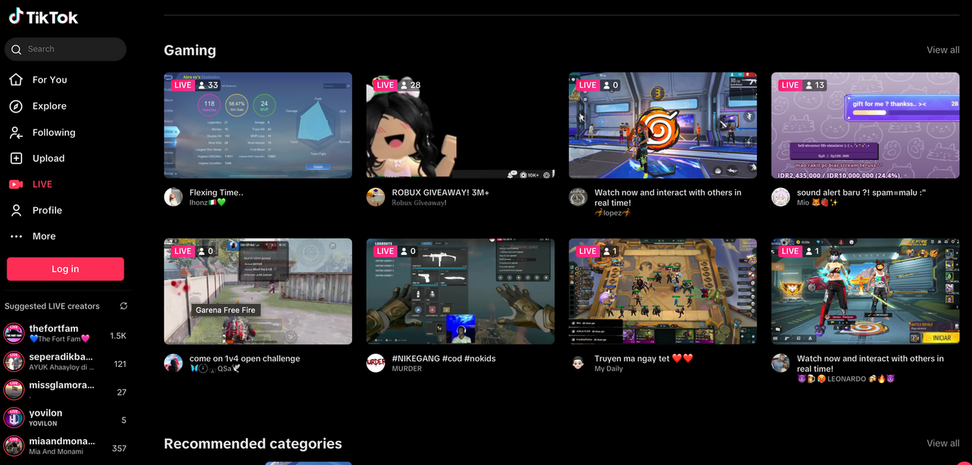Gaming on TikTok