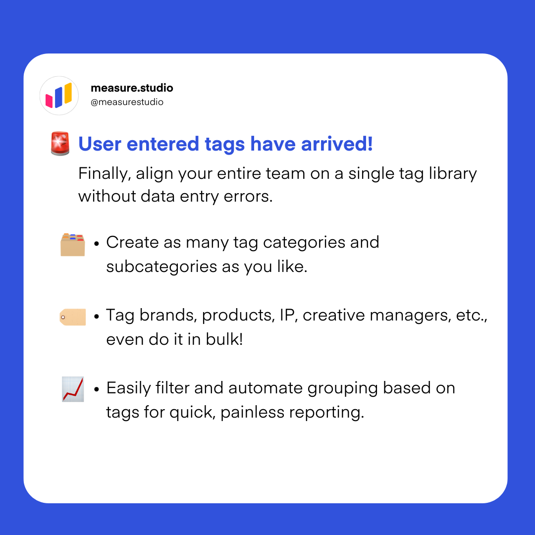 User created tags in Measure Studio